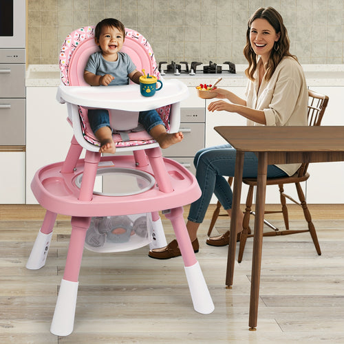 15-in-1 Convertible High Chair & Activity Center, 2-in-1 Baby Highchair With Toys, Booster Seat, Building Block Table, Toddler Chair With Removable Tray, 5-Point Harness & Dual-Layer Cushion